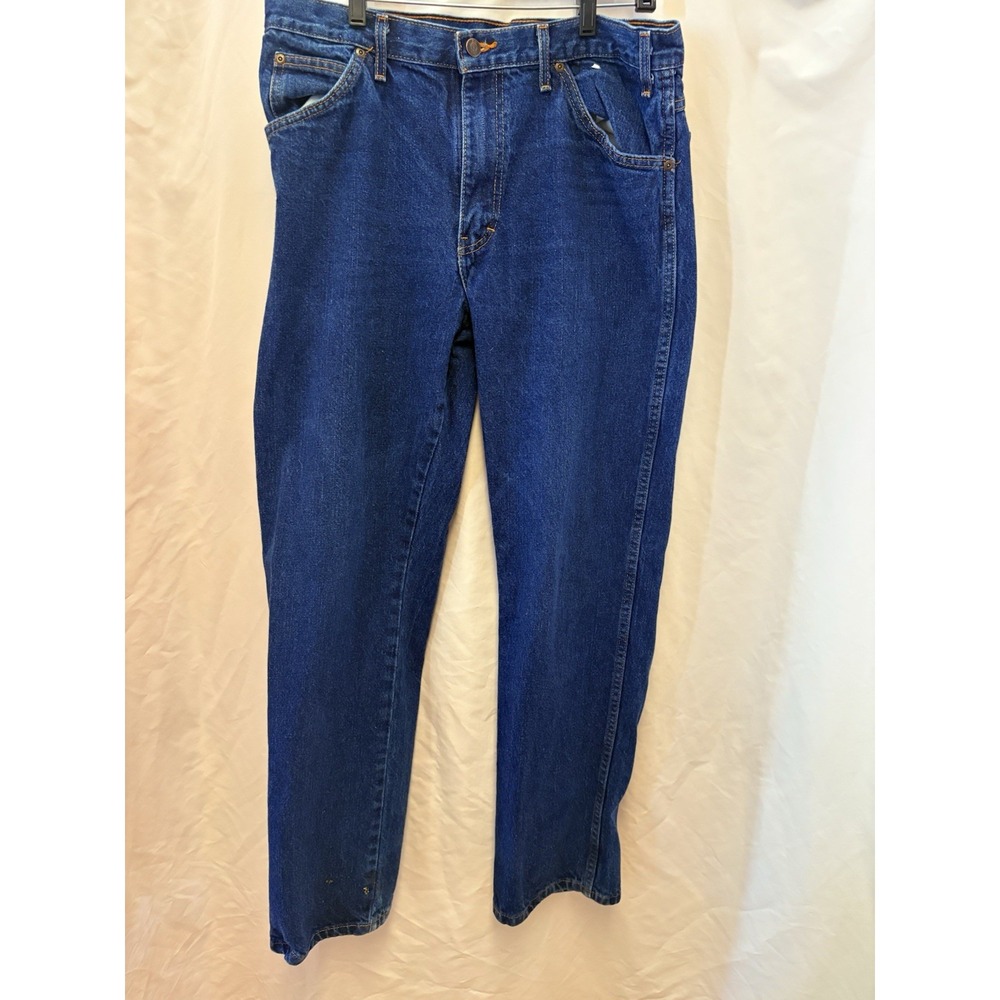 DICKIES Men's Jeans 46x32 Straight Leg 100% Cotton Blue Denim Workwear Rugged